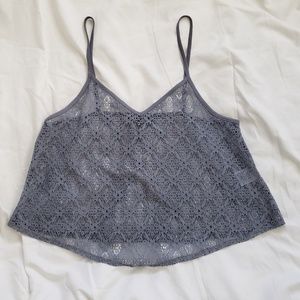 AMERICAN EAGLE OUTFITTERS Blue Crochet Lace Crop